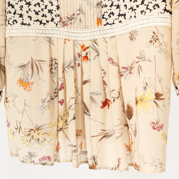 Weekend Max Mara Beige Floral Silk Peplum Blouse - Picture 9 of 10